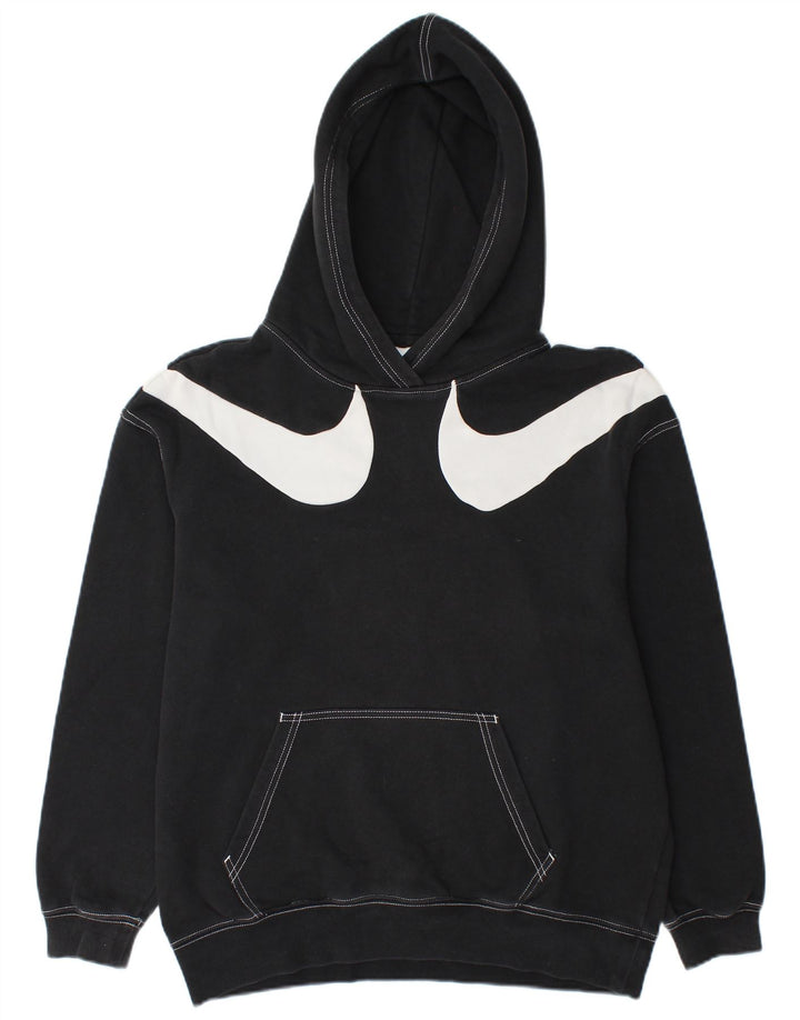 NIKE Mens Graphic Loose Fit Hoodie Jumper XS Black Cotton