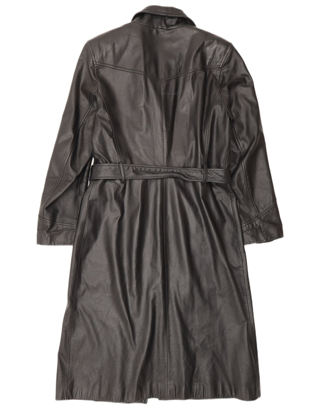 HENNES Womens Leather Coat EU 42 Large Black Leather