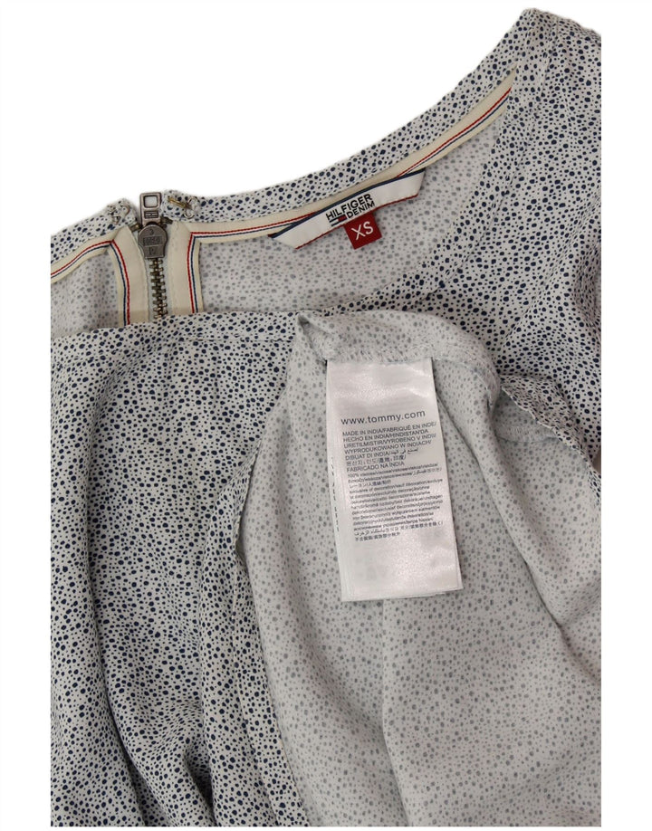 TOMMY HILFIGER Womens Sleeveless A-Line Dress UK 6 XS White Spotted