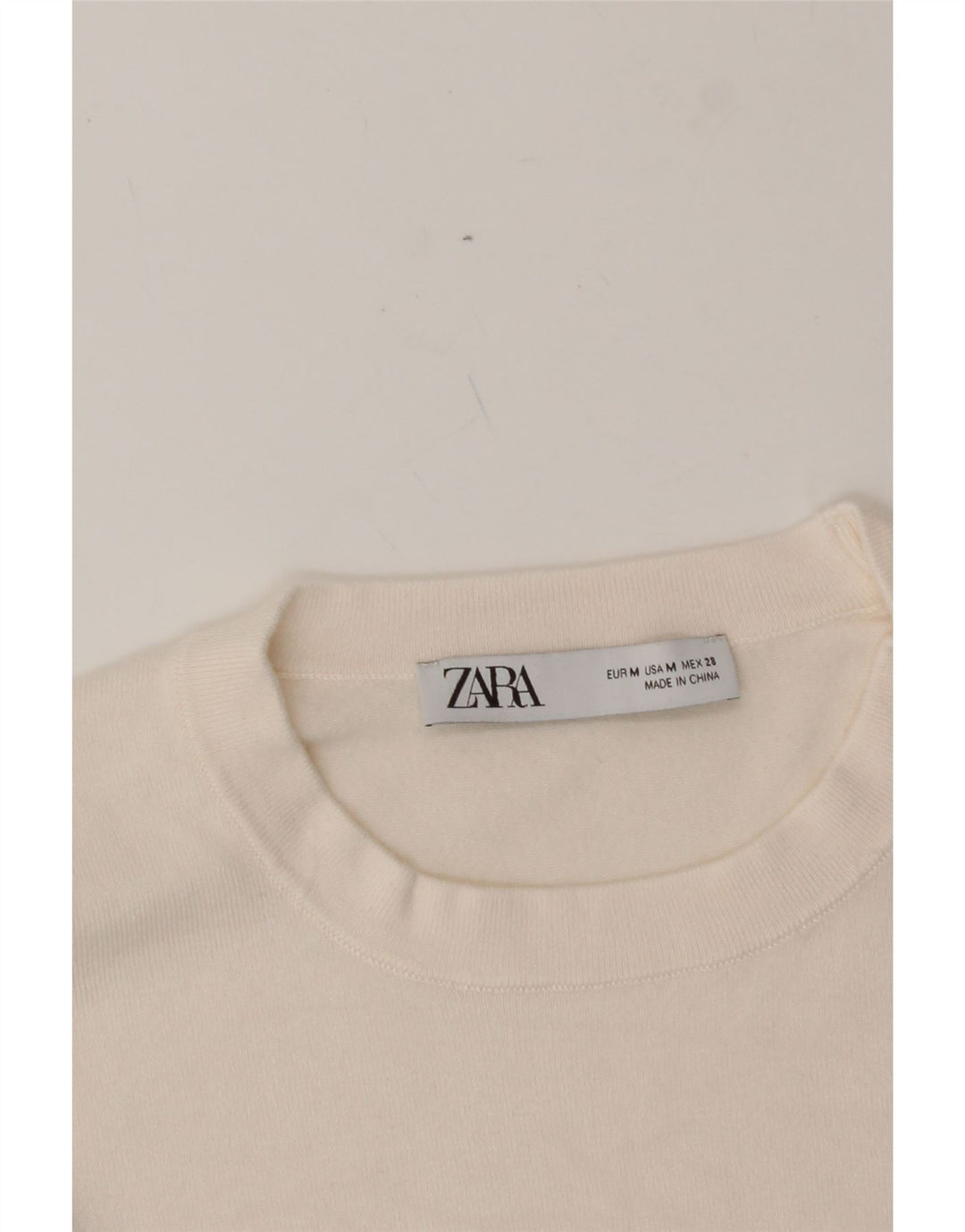 ZARA Womens Crew Neck Jumper Sweater UK 12 Medium White Viscose Vintage Zara and Second-Hand Zara from Messina Hembry 