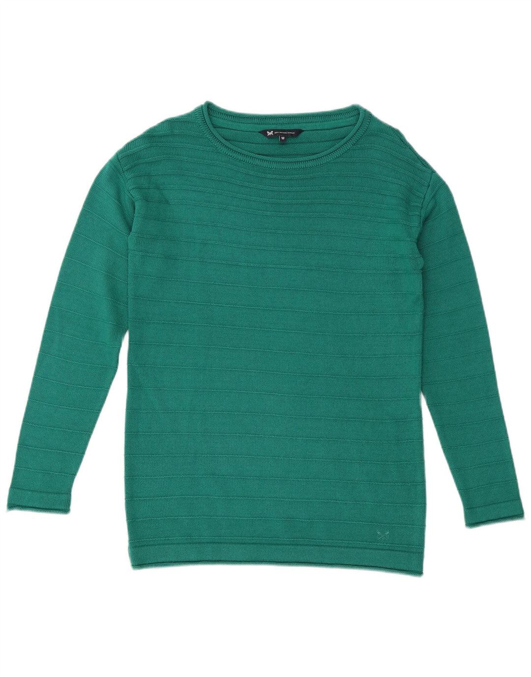 CREW CLOTHING Womens Boat Neck Jumper Sweater UK 12 Medium Green Cotton