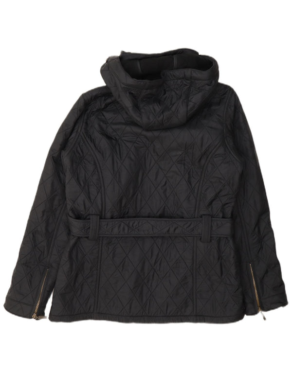 Barbour Womens Hooded Quilted Jacket UK 12 Medium Grey Polyamide