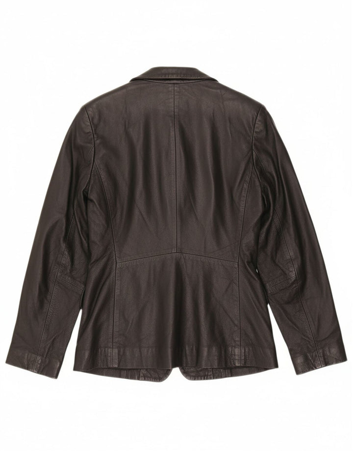 CONBIPEL Womens 1 Button Leather Blazer Jacket UK 12 Medium Black Leather Vintage Conbipel and Second-Hand Conbipel from Messina Hembry 