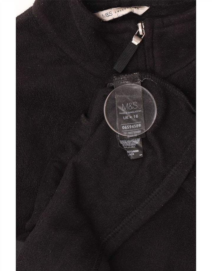 Marks & Spencer Womens Fleece Jacket UK 16 Large Black Polyester