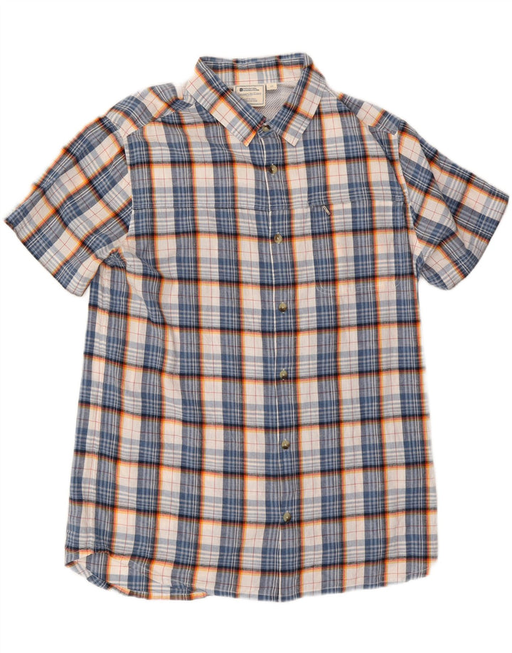 MOUNTAIN WAREHOUSE Mens Short Sleeve Shirt Large Blue Check Cotton