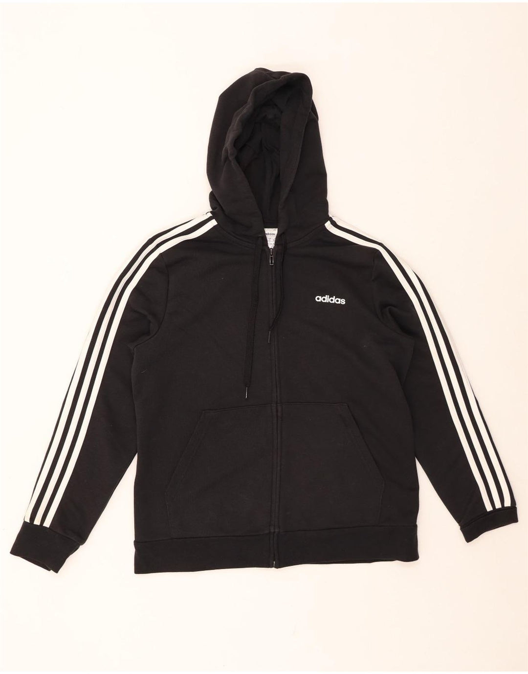 ADIDAS Womens Zip Hoodie Sweater UK 20/22 XL Black Cotton