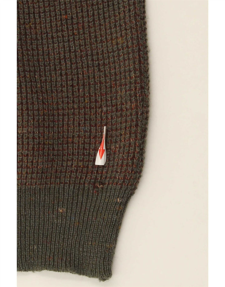 Vintage Mens Cardigan Sweater Medium Brown Flecked Wool