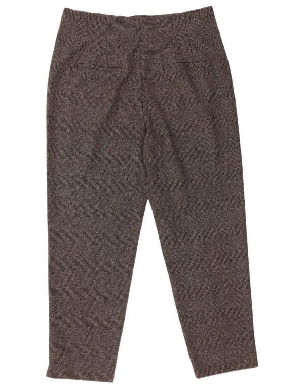 Zara Womens High Waist Cropped Trousers EU 42 Large W32 L27 Grey Classic