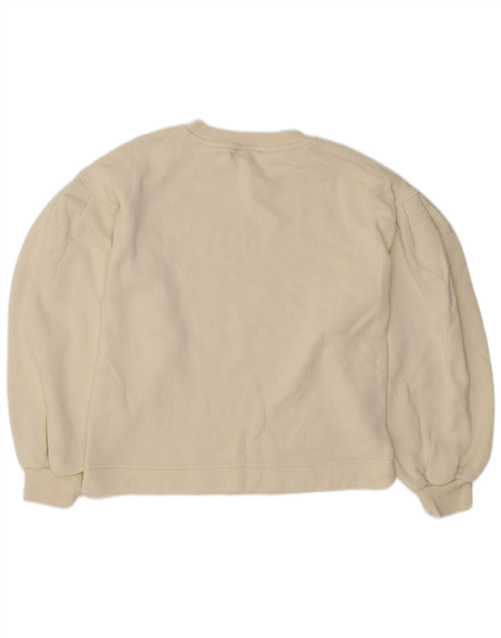 Zara Womens Oversized Sweatshirt Jumper UK 10 Small Off White Cotton