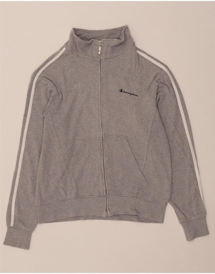 Champion Womens Oversized Tracksuit Top Jacket UK 10 Small Grey Flecked