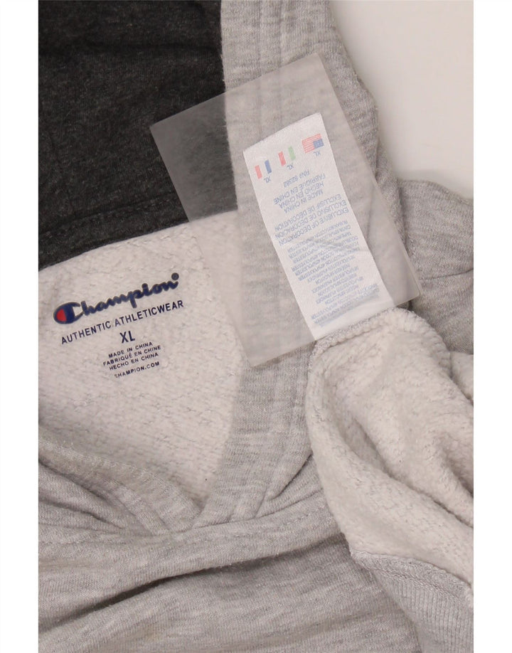 CHAMPION Womens Graphic Hoodie Jumper UK 18 XL Grey Flecked Cotton