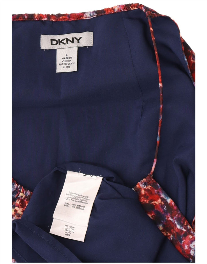Dkny Womens Abstract Pattern Sleeveless Sheath Dress UK 14 Large Red