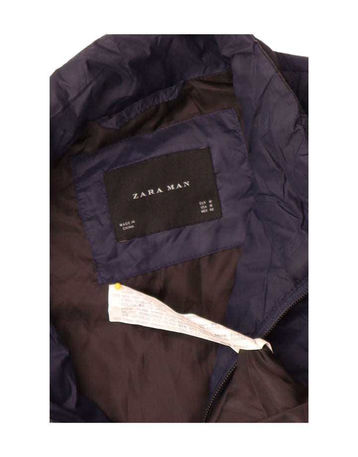 Zara Mens Padded Gilet UK 38 Medium Navy Blue Nylon