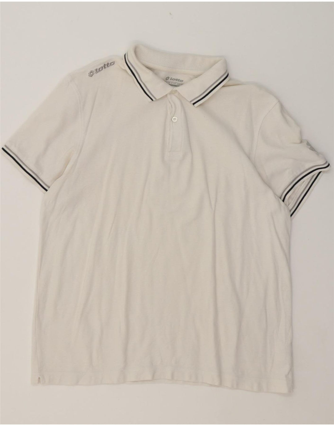 LOTTO Mens Polo Shirt Large White Cotton Vintage Lotto and Second-Hand Lotto from Messina Hembry 