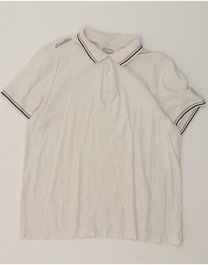 LOTTO Mens Polo Shirt Large White Cotton Vintage Lotto and Second-Hand Lotto from Messina Hembry 