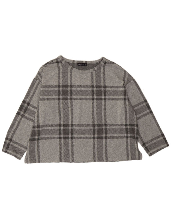 Marks & Spencer Womens Crop Top 3/4 Sleeve UK 20 2XL Grey Plaid Polyester