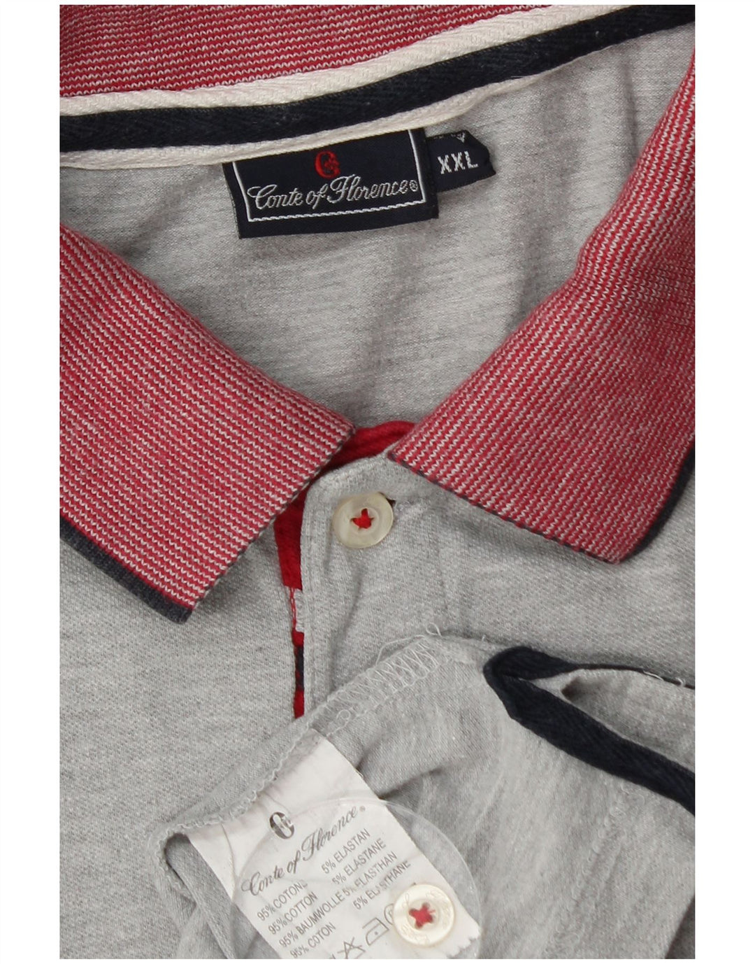 CONTE OF FLORENCE Mens Polo Shirt 2XL Grey Cotton