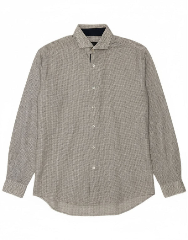 Liu Jo Mens Slim Fit Shirt Size 40 15 1/2 Medium White Geometric Cotton