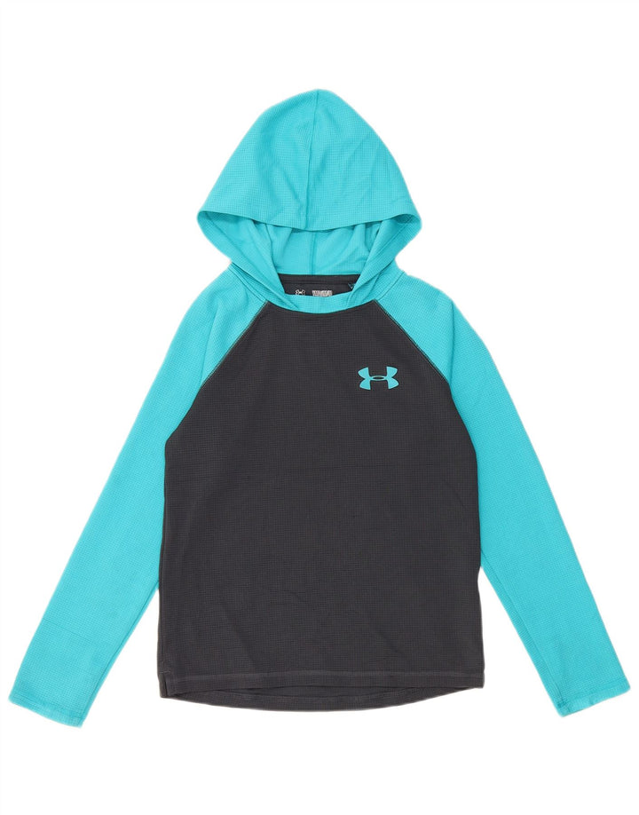 UNDER ARMOUR Boys Graphic Top Long Sleeve 9-10 Years Medium Black