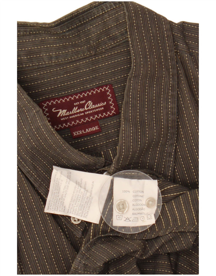 Marlboro Classics Mens Shirt 3XL Grey Pinstripe Cotton