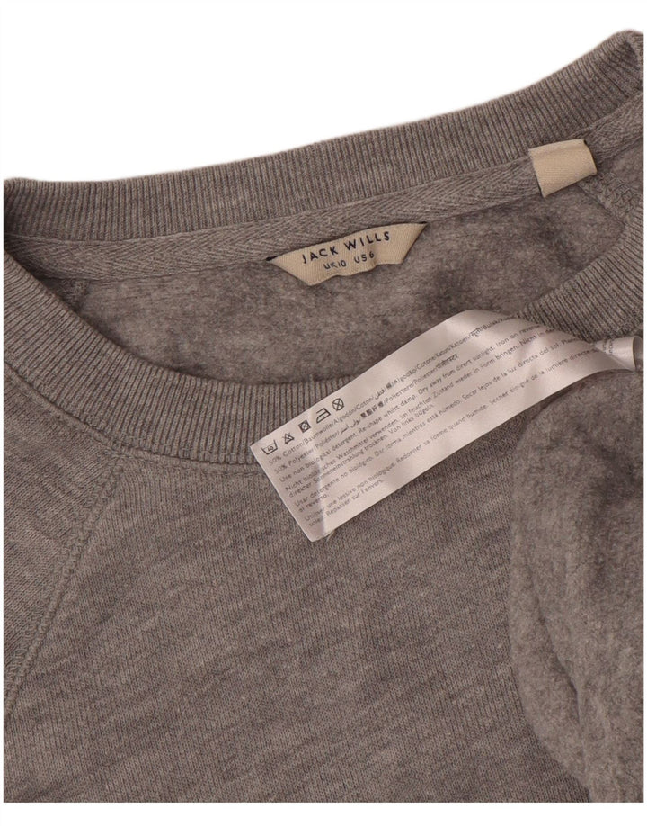 JACK WILLS Womens Sweatshirt Jumper UK 10 Small Grey Flecked Cotton