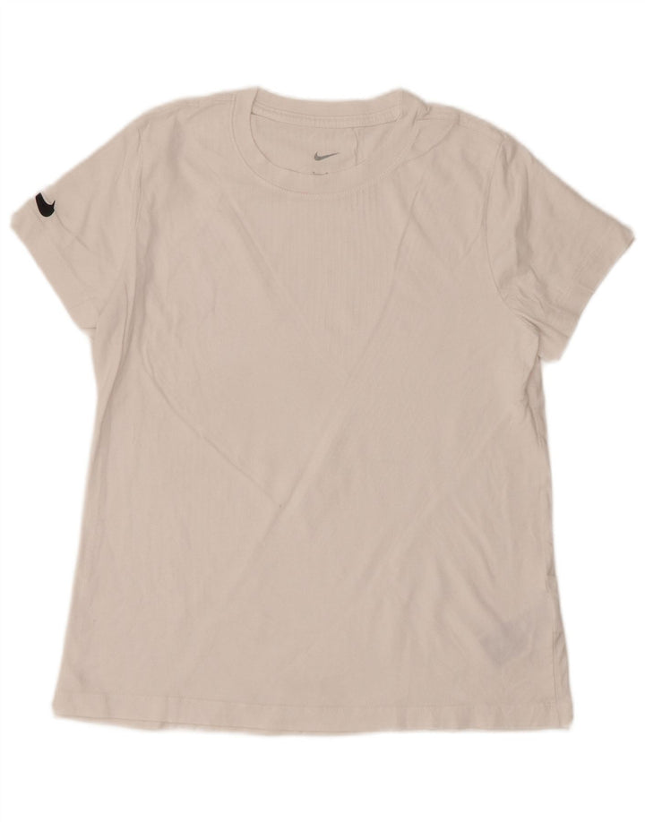 NIKE Womens T-Shirt Top UK 12 Medium White Cotton