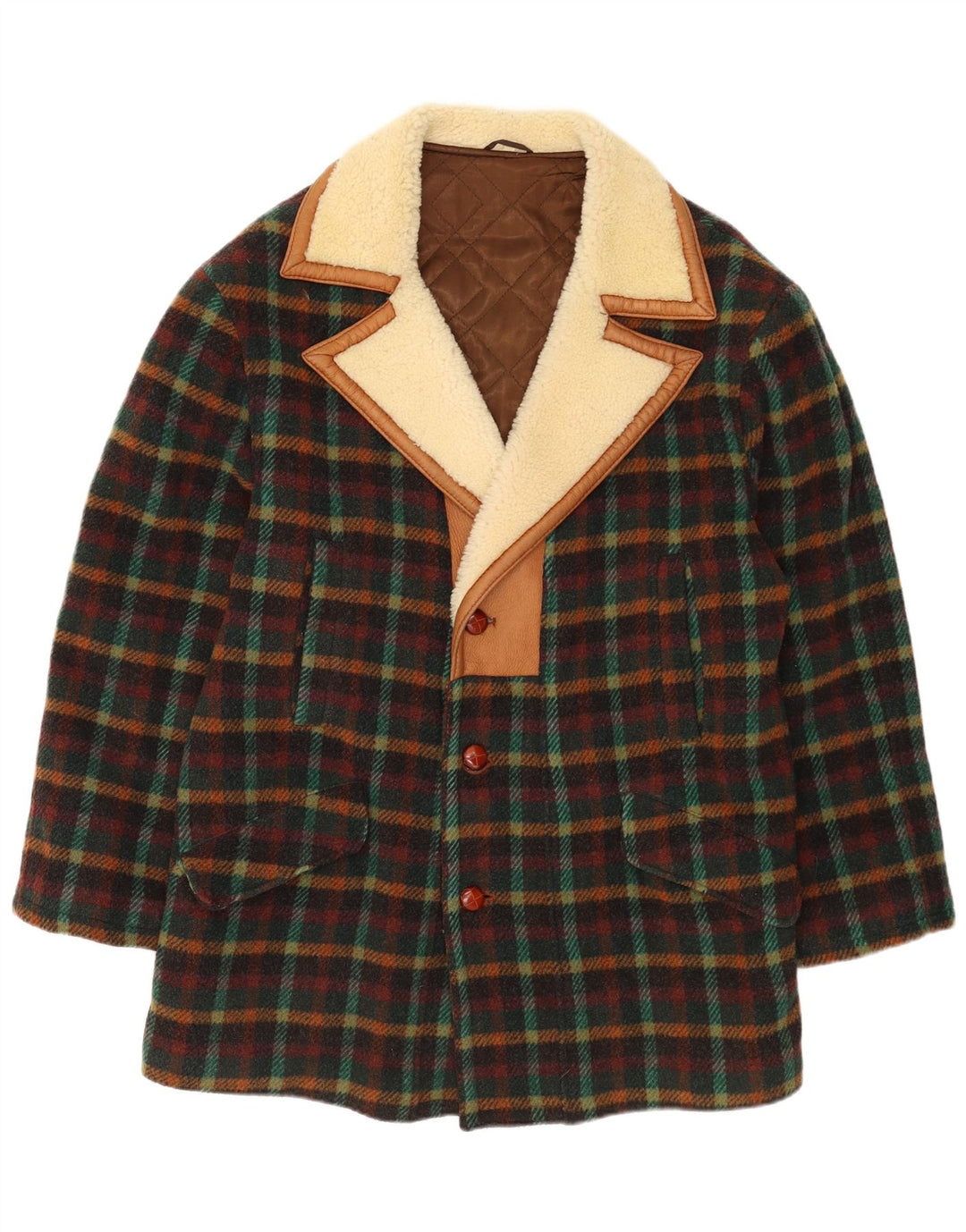 INDIOS Mens Overcoat UK 40 Large Multicoloured Check