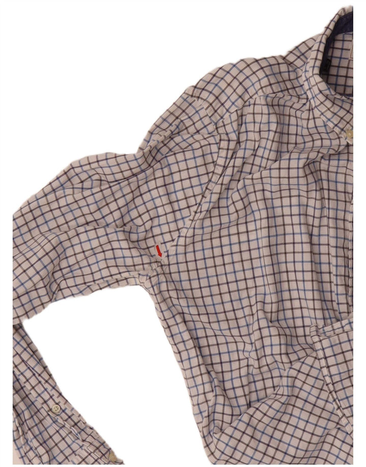 BARBOUR Mens Tailored Fit Shirt 2XL White Check Cotton