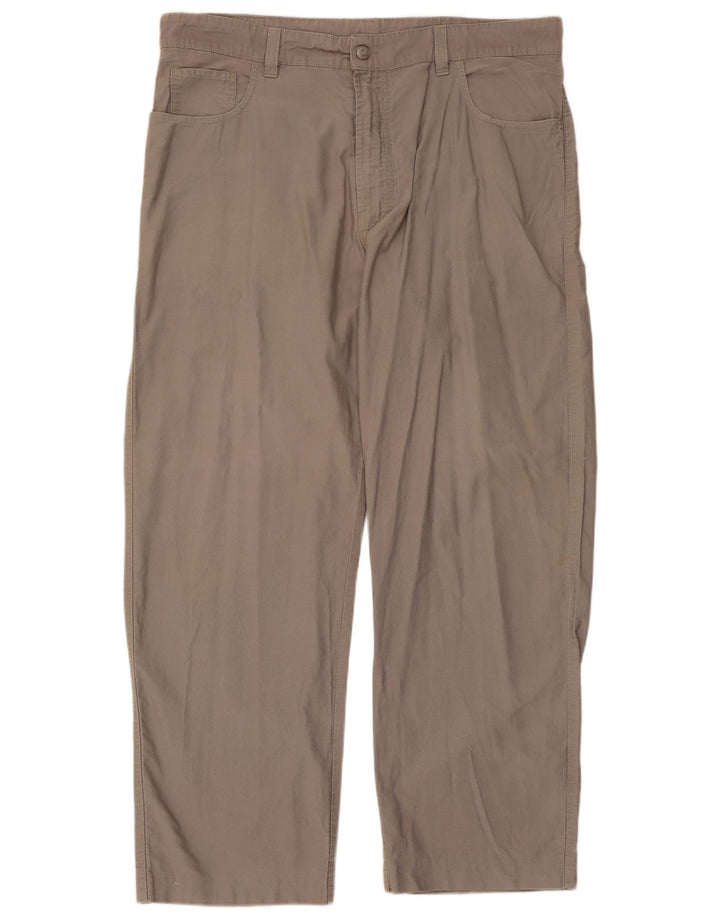 ERMENEGILDO ZEGNA Mens Straight Casual Trousers W42 L30 Grey Cotton