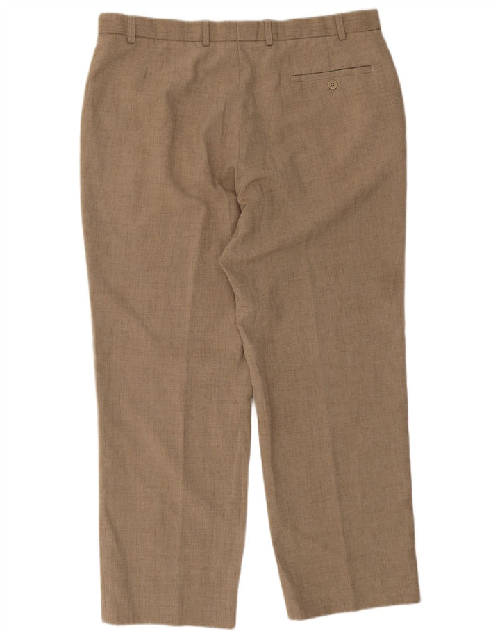 Marks & Spencer Mens Straight Suit Trousers W38 L27 Beige Polyester