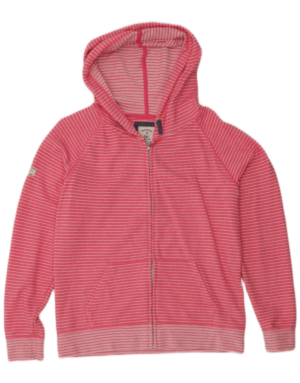 Joules Womens Zip Hoodie Sweater UK 14 Large Pink Striped