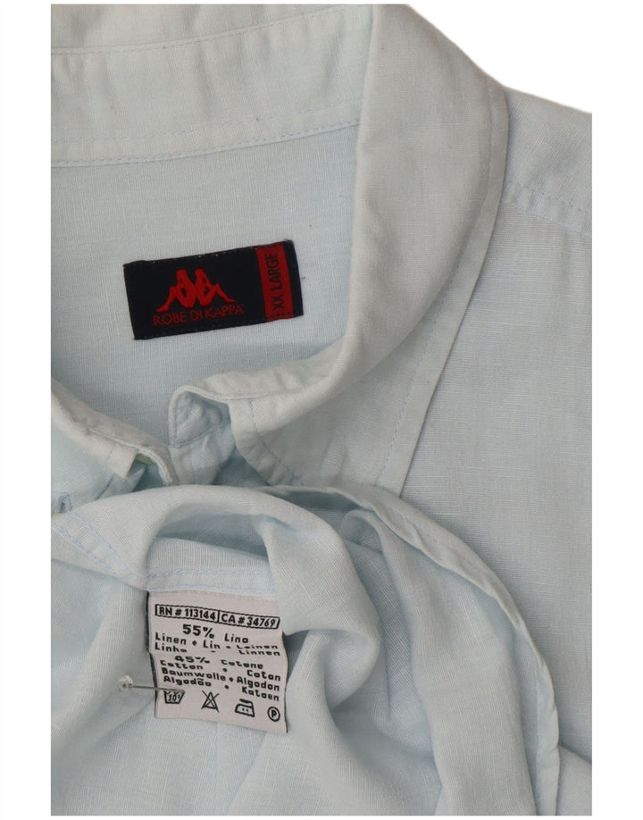 Kappa Mens Short Sleeve Shirt 2XL Blue Linen