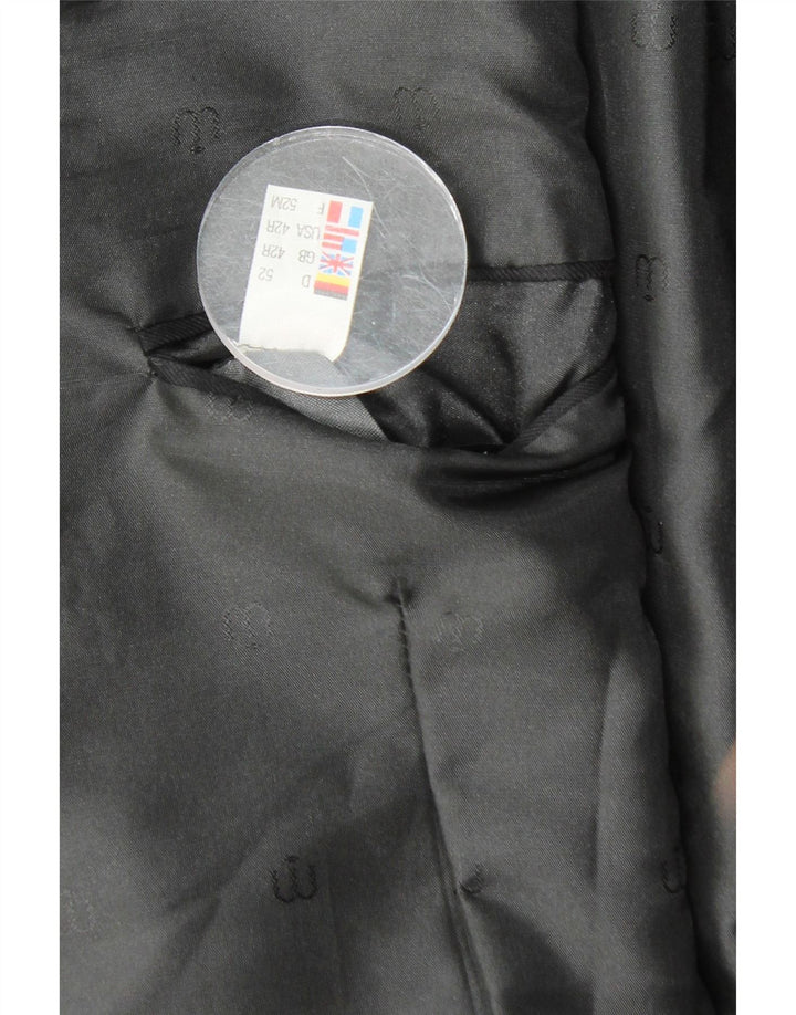 WILVORST Mens Crop Double Breasted Blazer Jacket UK 42 XL Black Pinstripe