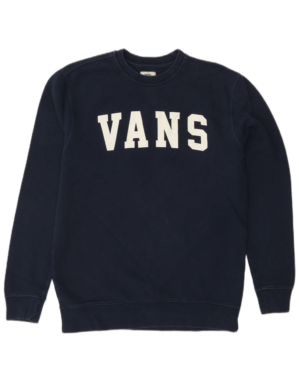 VANS Mens Graphic Sweatshirt Jumper Small Navy Blue Cotton