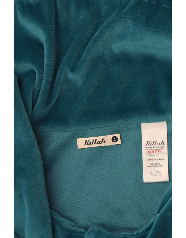 Killah Womens Velour Tracksuit Top Jacket UK 14 Large Blue Polyester