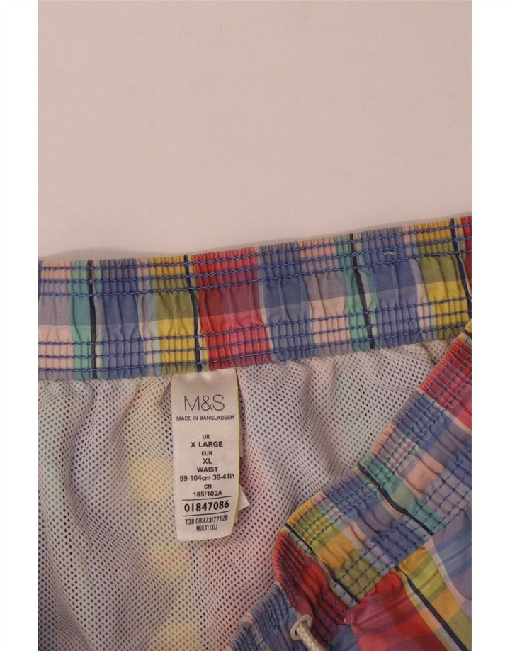 Marks & Spencer Mens Swimming Shorts XL Multicoloured Plaid Cotton