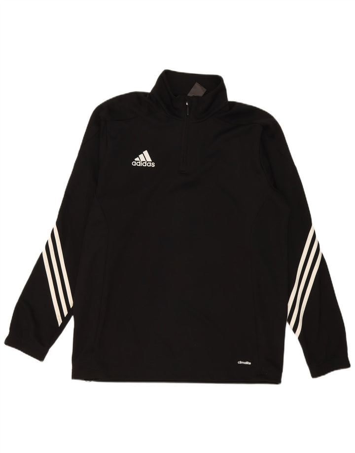 Adidas Mens Climalite Zip Neck Pullover Tracksuit Top Large Black Polyester
