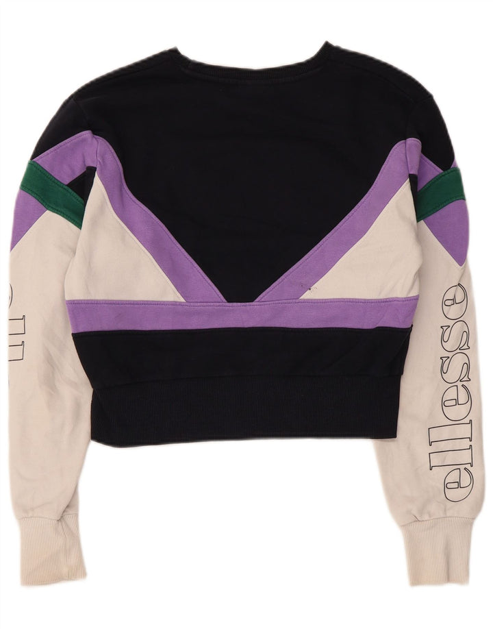 Ellesse Womens Crop Sweatshirt Jumper UK 8 Small Multicoloured Colourblock