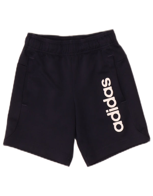 ADIDAS Boys Graphic Sport Shorts 7-8 Years Navy Blue