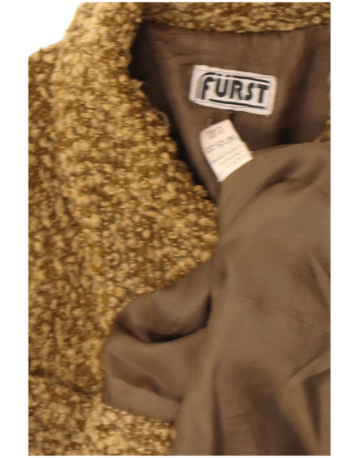 Vintage Womens 4 Button Blazer Jacket UK 14 Medium Khaki Flecked Acrylic