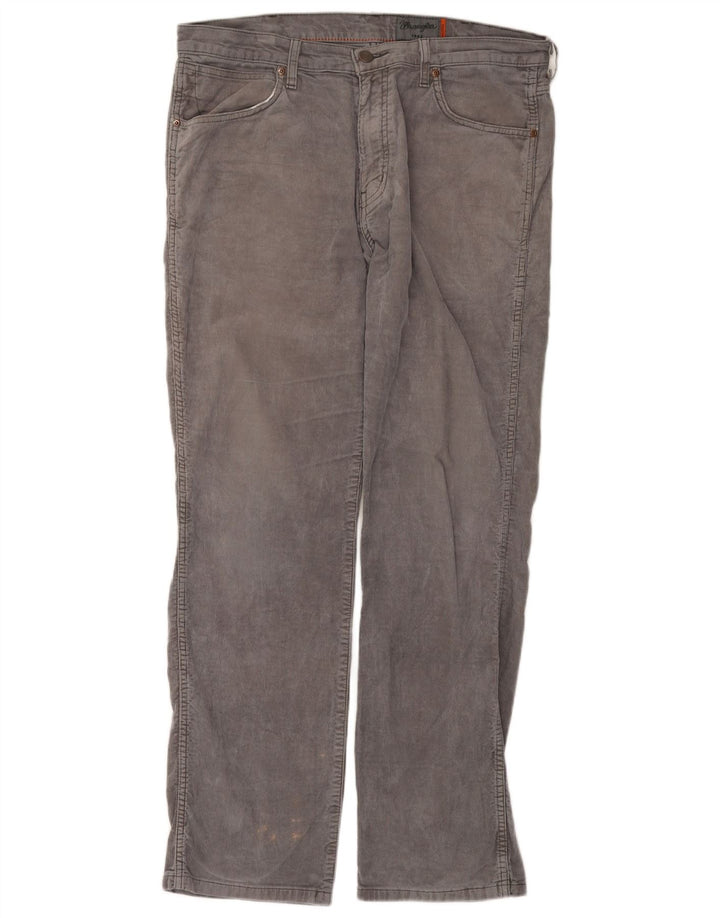 WRANGLER Mens Arizona Stretch Straight Corduroy Trousers W36 L32 Grey