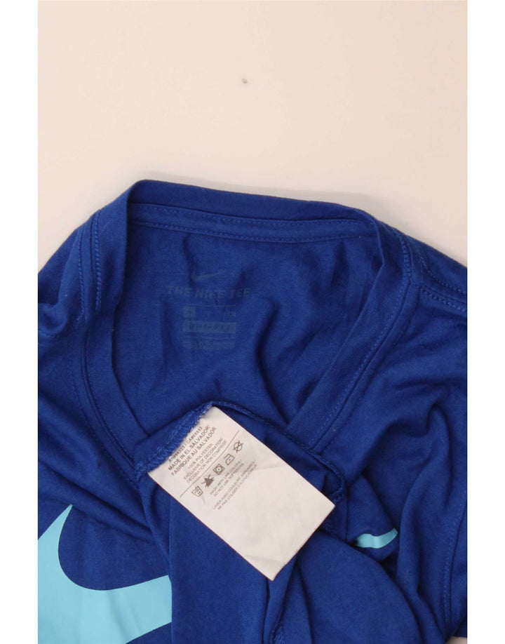 Nike Boys Dri Fit Graphic T-Shirt Top 9-10 Years Blue Polyester