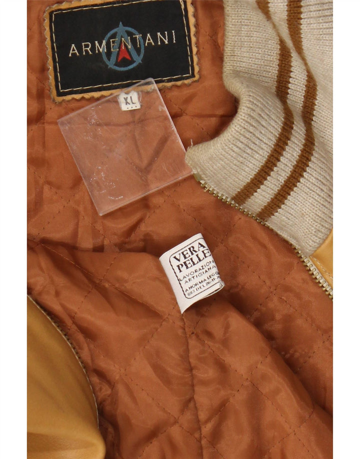 Vintage Mens Bomber Leather Jacket UK 42 XL Beige Leather