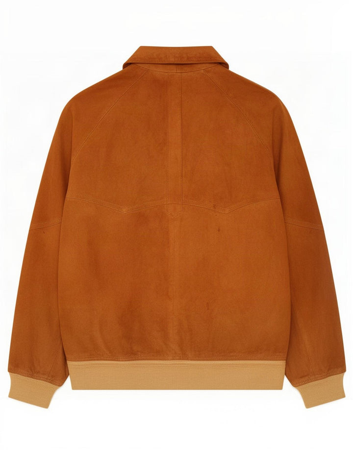 Vintage Mens Suede Bomber Jacket IT 52 XL Brown Colourblock