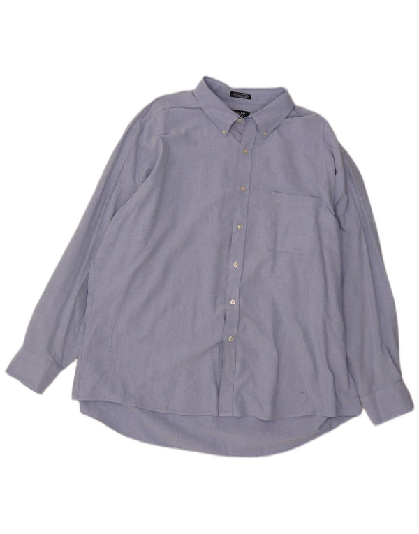 Chaps Mens Oxford Classic Fit Shirt Size 18 1/2 2XL Blue Cotton
