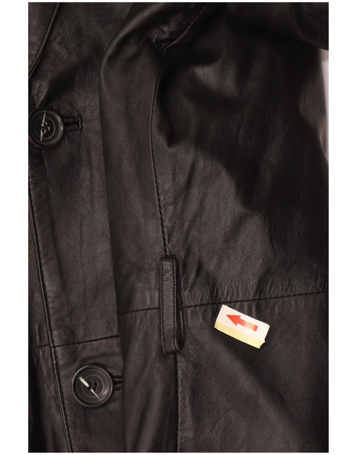 Mens Leather Coat EU 50 Large Black Leather