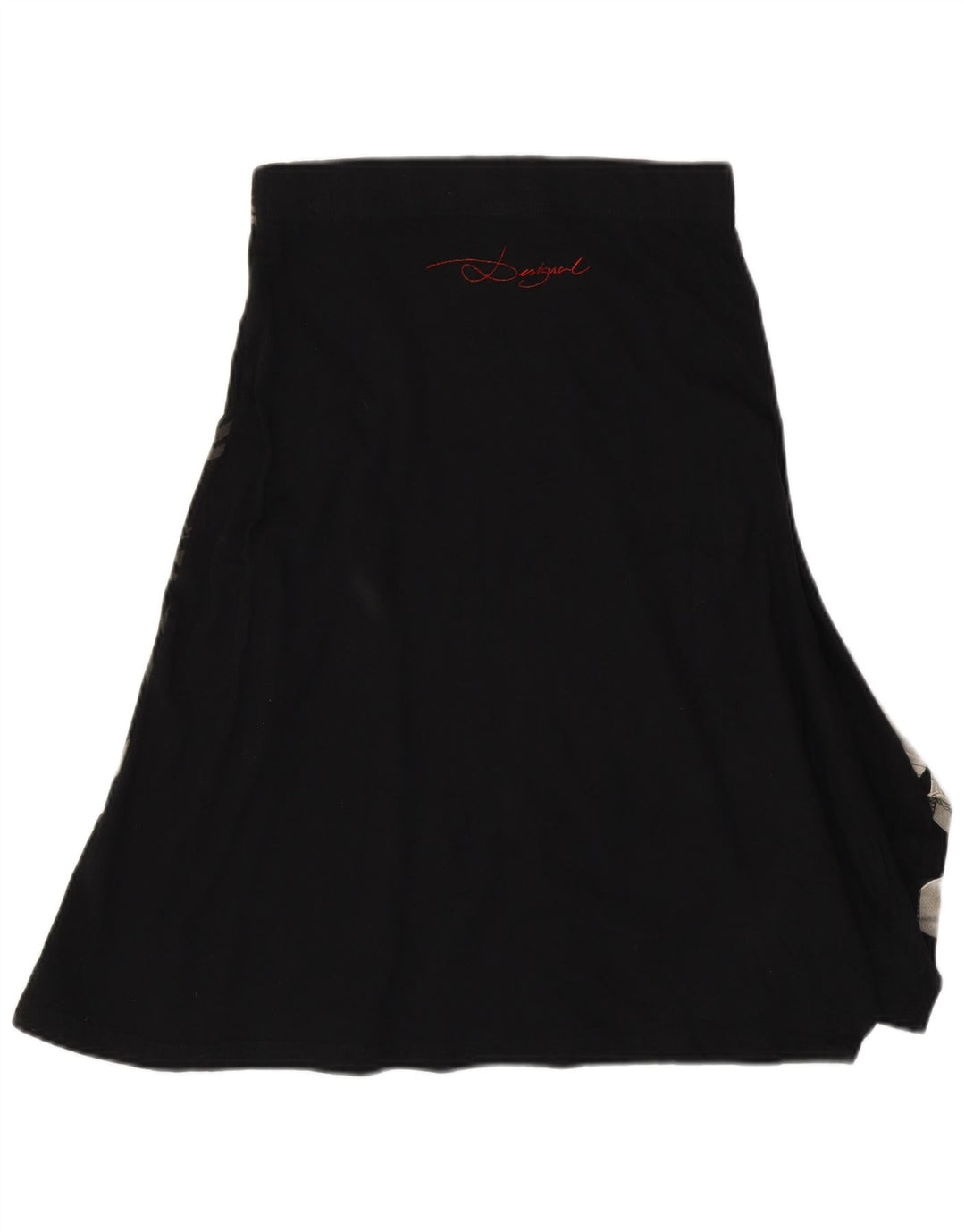Desigual Womens Graphic A-Line Skirt Small W26  Black Floral