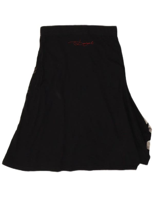 Desigual Womens Graphic A-Line Skirt Small W26  Black Floral