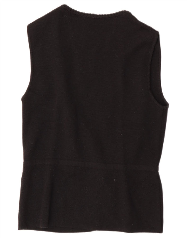 RASICA Womens Sleeveless Cardigan Sweater UK 12 Medium Black