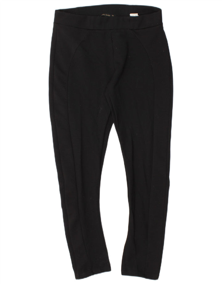 Zara Womens Leggings UK 14 Large  Black Viscose